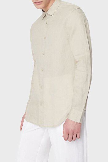 Armani Exchange 100% Linen Regular Fit Shirt Men's Shirt 8nzc50 Zncfz 1724