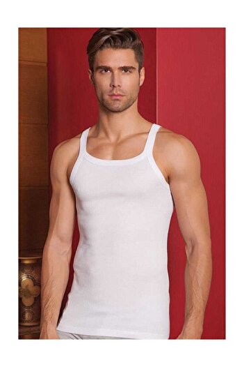 Berrak White Men's Rope Strap Undershirt - 3 Pcs