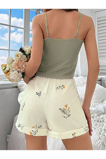 BELLA NOTTE Kadın İp Askılı Şortlu Yazlık Pijama Takımı