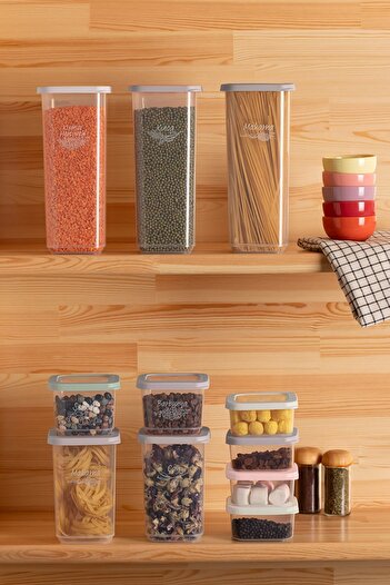 Porsima 0512 Cappuccino White and Spice Rack Food Storage Set - Cutting Board with Knife