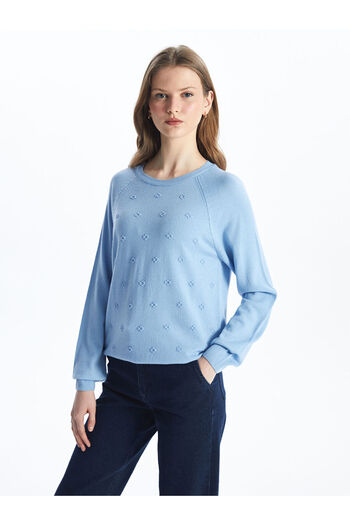 LC Waikiki Crew Neck Self Patterned Long Sleeve Women's Knitwear Sweater