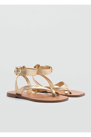 MANGO Woman Leather Band Detailed Sandals