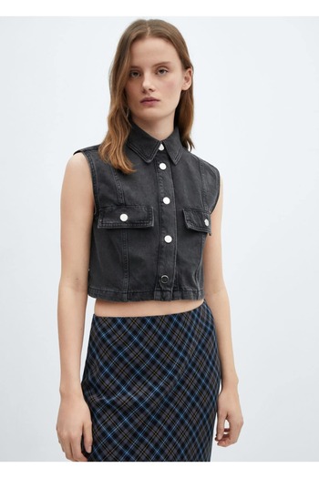 MANGO Woman Crop Denim Vest