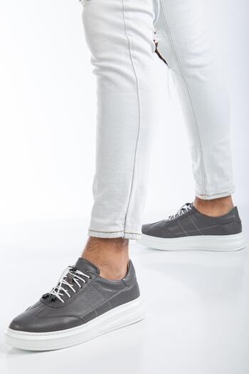 Dilimler Ayakkabı Genuine Leather Orthopedic Light Sole Gray Men's Daily Casual Shoes