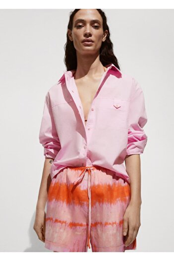 MANGO Woman Decorative Buttoned Cotton Shirt