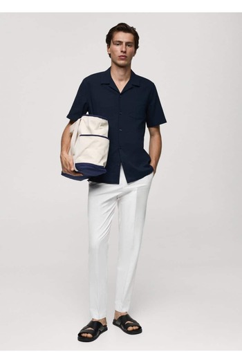 MANGO Man Regular Fit 100% Seersucker Cotton Shirt