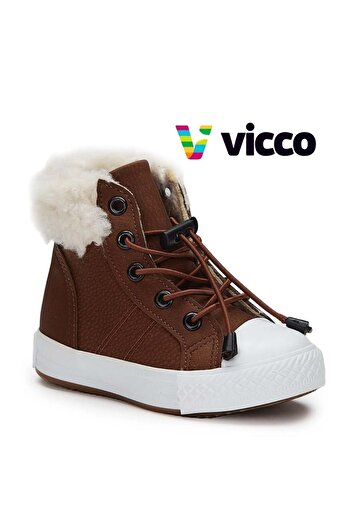 Vicco Kuga Furry Orthopedic Παιδικές Μπότες Καφέ