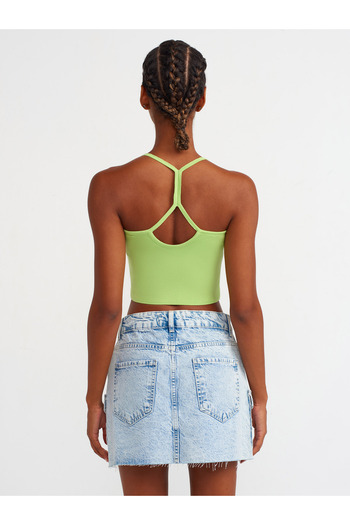 Dilvin 10349 Low-cut Knitwear Athlete on the Back - Apple Y