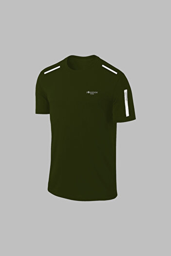 POSEIDON STORM Men's Khaki Dri-Fit Fabric Solid Neck Short Sleeve Casual Comfortable T-Shirt Shorts Bottom Top Sportswear Set (S-3Xl)