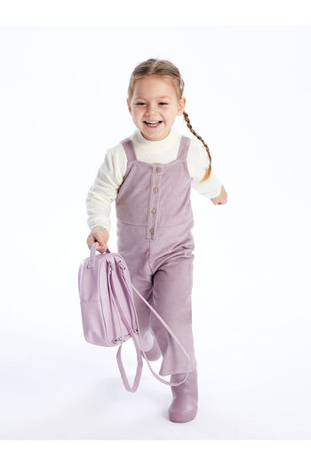 LC Waikiki Lcw Square Collar Strap Velvet Baby Girl Salopet