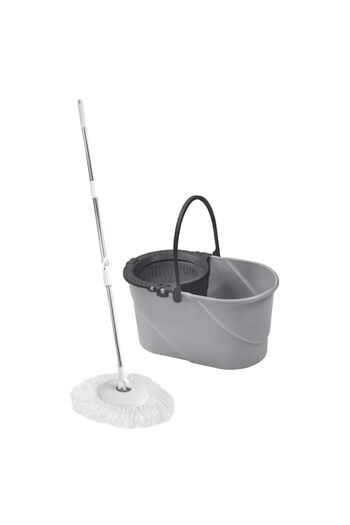 Flora F187 EKO BALERİNA OTOMATİK SIKM TEMİZLİK SETİ, DÖNER BAŞLIKLI MİKROFİBER TEMİZLİK MOP SETİ GRİ