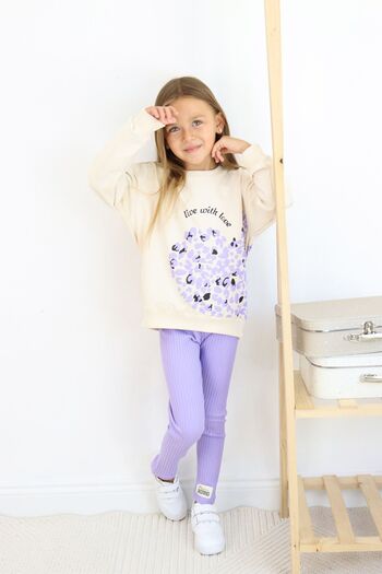 e-çocuk Girl's Top and Bottom Set Floral Printed Corded 6787