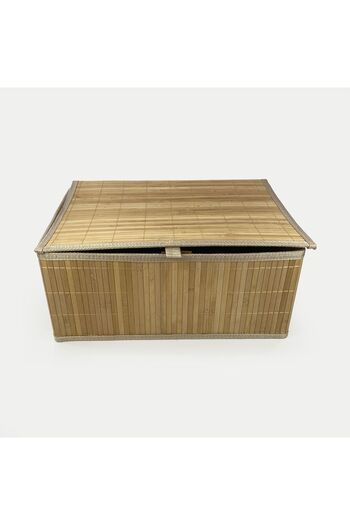 sever ithalat Minimalist Design - Natural Bamboo Square Storage Basket, Fashionable and Convenient with Braided Edges