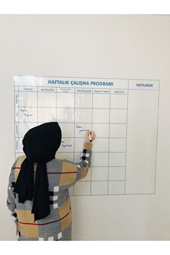 Tutunabilir Kağıt Haftalık Ders Çalışma Programı 5-6-7-8. Sınıf Statik Akıllı Kağıt Yazı Tahtası 120x100 Cm Kalem
