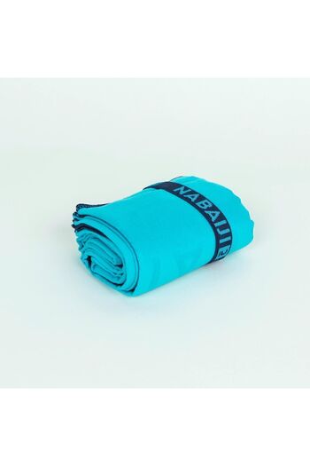 Decathlon Πετσέτα Nabaiji διπλής όψης από μικροΐνες - M Size - Μπλε / Πράσινο 60 X 80 cm