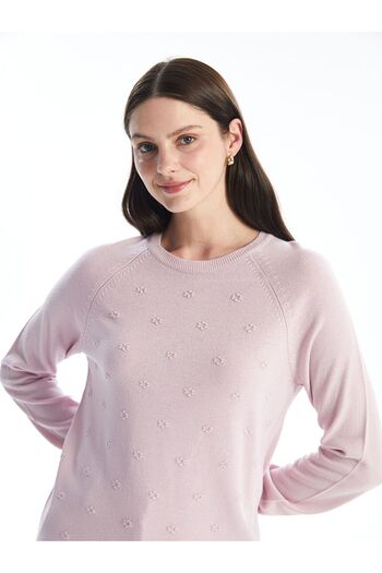LC Waikiki Lcw Crew Neck Self Patterned Long Sleeve Women's Knitwear Sweater