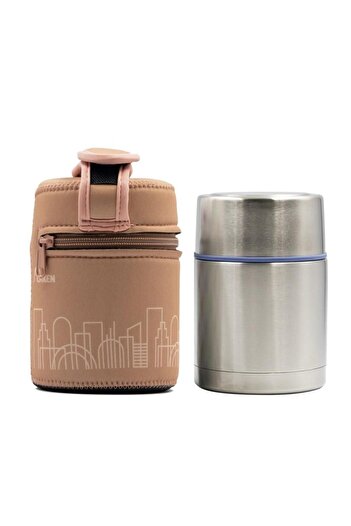 LAKEN Paslanmaz Çelik Termo Besin Saklama Kabı 0,5L + İzolasyon Kılıflı - DRINKLIFE CITY   DLP5C Tek