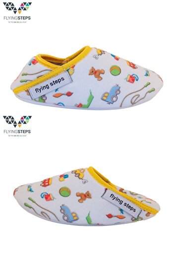 Flyingsteps Children's Babter Printed Anti-Slip Sole School Nursery Home Shoes Slippers Slippers