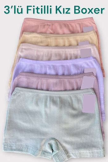 Dondeza Pachet de 3 chiloți boxer colorați din bumbac lycra pentru fete