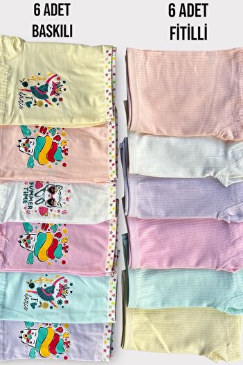 Katmirra 6 Pieces Printed Corded Cotton Boxer Set for Girls