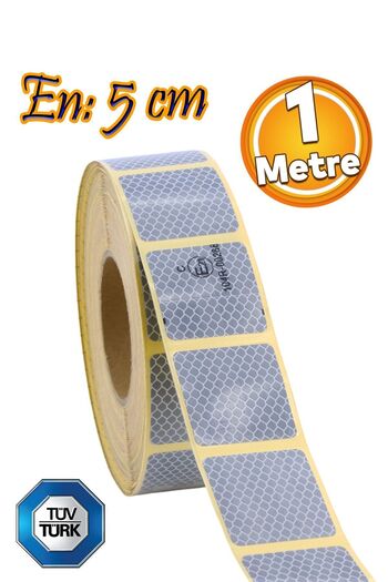 Badem10 White Tuvturk Approved - 5 Cm Reflective Phosphorescent Cut Strip Tape (1 Meter)