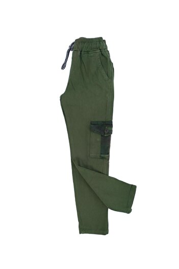 Bebelop Boy's Camouflage Patterned Lace-up Trousers with Pipe Leg Pockets
