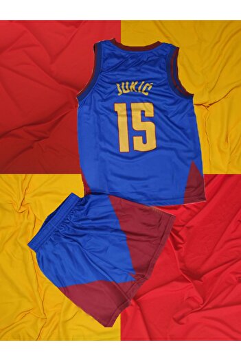bergibo Denver Jokıc 15 Nefes Alan Terletmeyen Çocuk Basketbol Forması Mavi