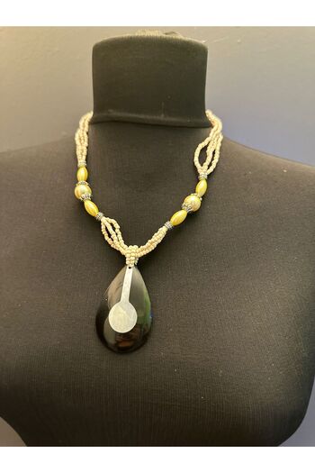 Gönülden Tasarım 22 cm Women's Necklace with Ethnic Design and Beads - Sedef Tally