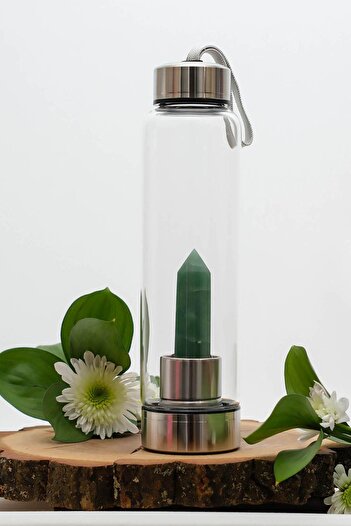 NehirTaş 550ml Aventurine Natural Stone Water Bottle - Thermal Case, Certified