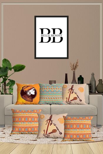 Belle Benoit 6-Piece Modern Design Double-Sided Printed Decorative, Seat Pillowcase, Cushion Cover Set
