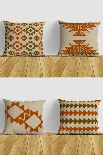 Belle Benoit Set of 4 Double-Sided Digital Printed Ethnic Patterned Pillow Cases Throw Pillow Set – Zippered, 43X43 cm