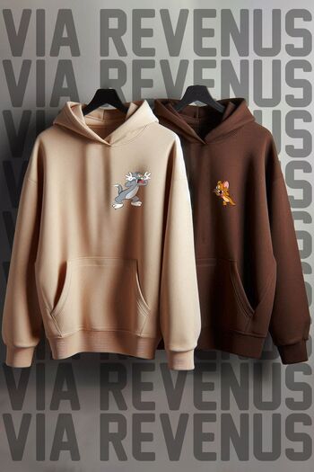 Vordevia Φούτερ με στάμπα Tom and Jerry Cheerful Oversize - Dear Design