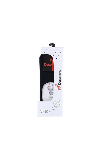 Desen Triko Men's Solid Color Bamboo 3-Piece Ballerina Socks Navy Blue