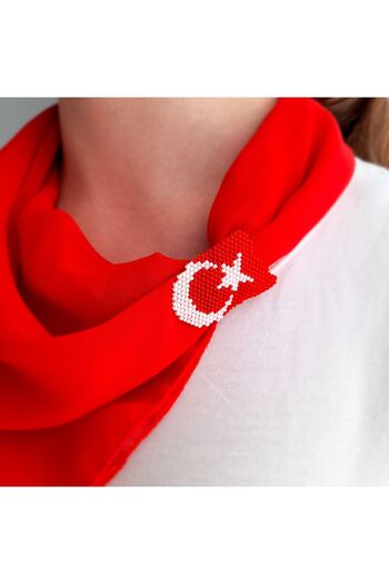 Tiara Miyuki Miyuki Türk Bayrağı dekorlu Fular