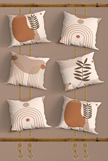 Belle Benoit Set of 6 Orange Design Double Sided Printed, Decorative, Sofa Pillow Cover, Throw Pillow Cover