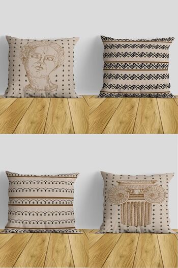 Belle Benoit Set of 4 Double-Sided Digital Printed Classic Pillowcases Throw Pillow Case – Zippered, 43X43 cm