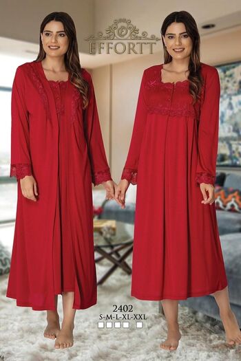 Effort Pijama Effortt Fuchsia Maternity Night Set with Dressing Gown 2402