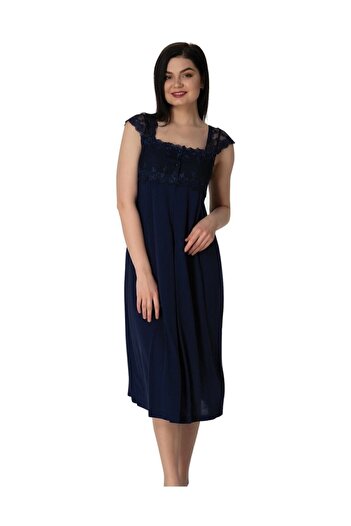 Effort Pijama Effort Women's Navy Blue Short Sleeve Maternity Nightgown 2304
