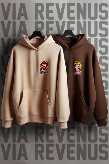 Vordevia Φούτερ με στάμπα Mario and Princess Oversize - Dear Design