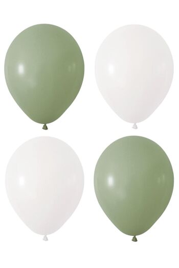 HKNYS Kuf Green White Color Pastel Latex Balloon 5 Pieces