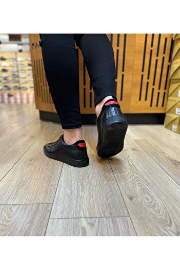 Parlak Günlük Hakiki Deri Sneakers Ayakkabı