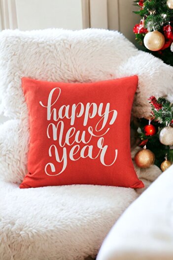 ÖZENEV 43X43 Kiş Connection Red White Happy New Year Year Star Contamination Case