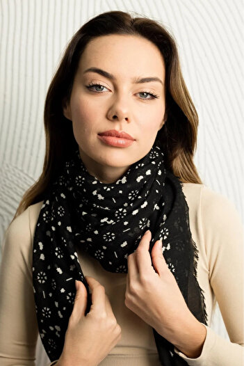 Modex Polo Craft Floral Patterned Colorful Scarf Scarf (Size: 100X100)