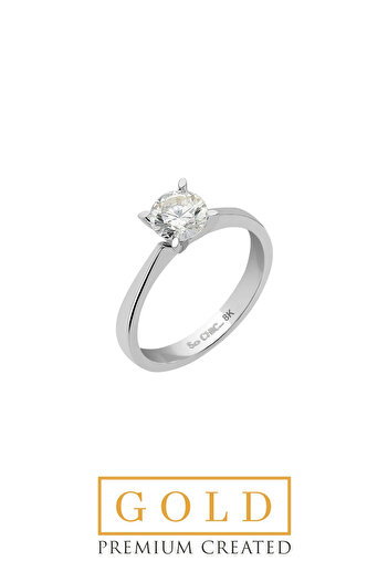 So CHIC... Beyaz Altın Sertifikalı Premium Created Taşlı Tektaş Yüzük