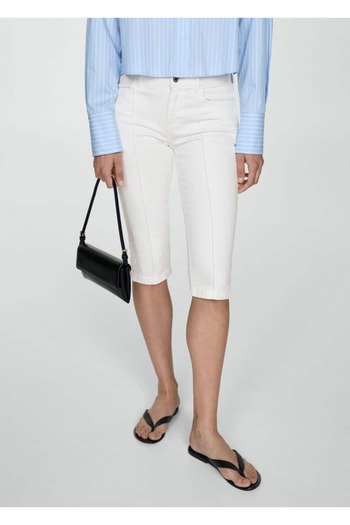 MANGO Woman Slim Capri Jeans with Decorative Stitching