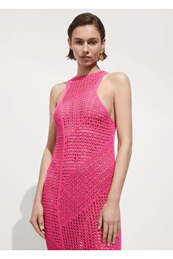 MANGO Woman Crochet Embroidered Long Dress