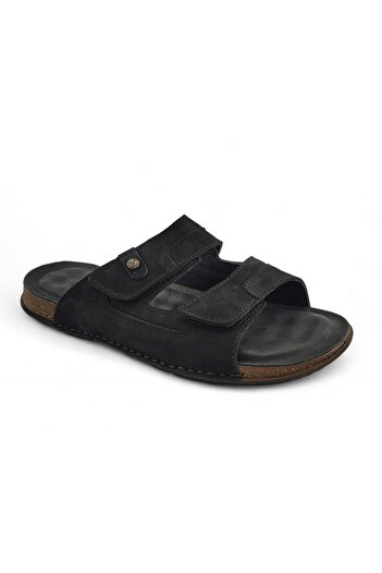 Forelli Zayn Daily Anatomical Leather Men's Slippers-Black