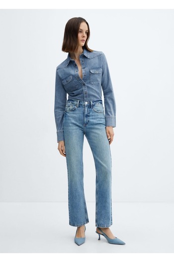 MANGO Woman Cotton shirt with pockets on the chest