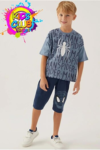 SPIDERMAN Licensed D4877 Bug T-Shirt and Capri Bottom Top Boy Set Blue