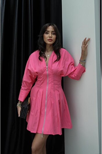 Havoş Fuchsia Zippered Collar Dress